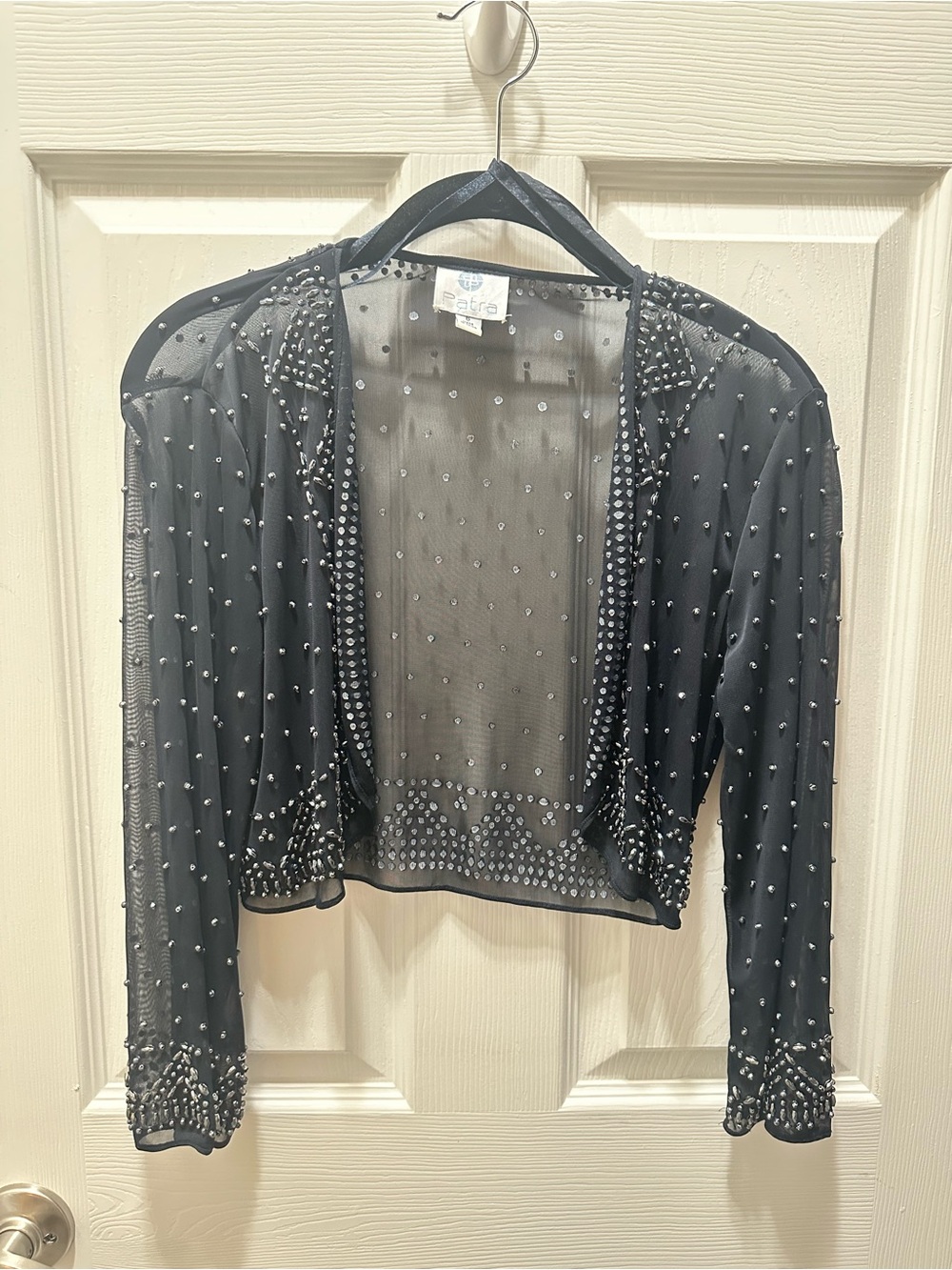 Patra Black Sheer Bolero with Silver Sequin Embellishments